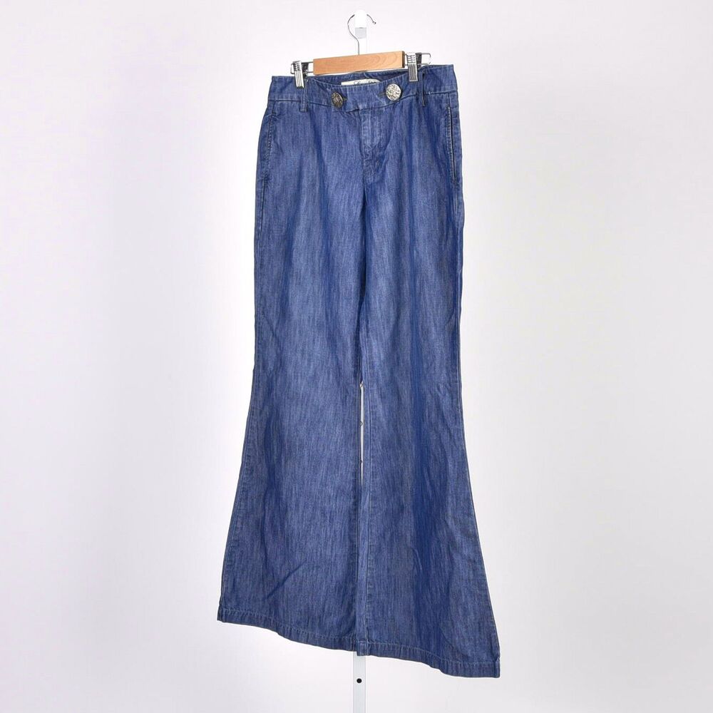 Level 99 Modern Denim Wide Flare Leg Contemporary Hippie Chic Pant Size 27